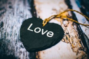 black and white heart shape wooden pendant